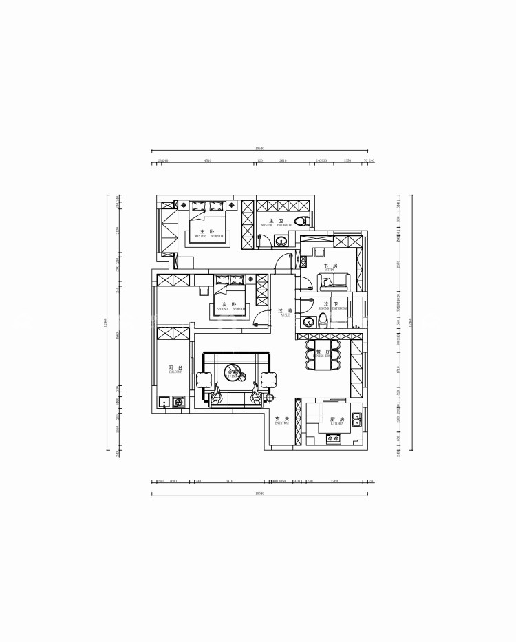 116平雅居乐现代风格-平面布置图