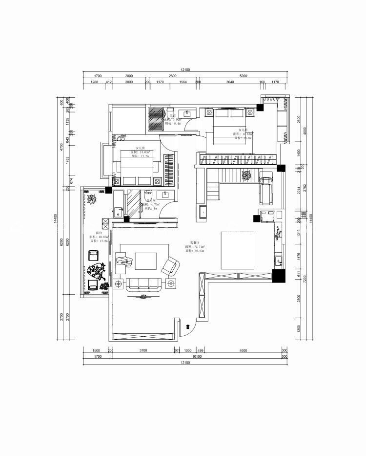 286平协星太古城新中式风格-平面布置图