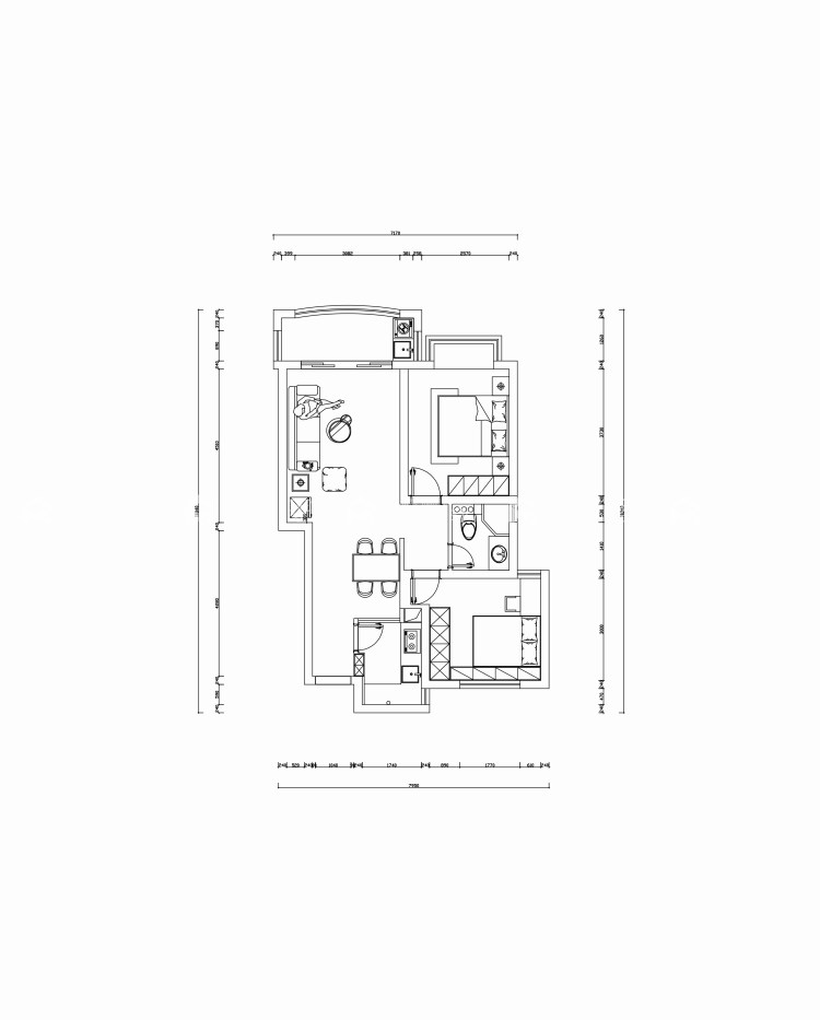 77平金桥花园现代风格-平面布置图