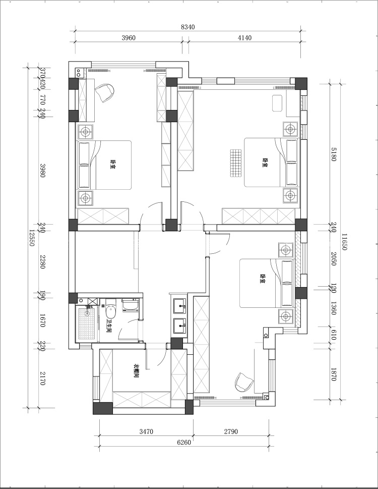 384平荣御蓝湾现代风格-平面布置图