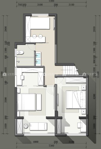 200平汇鸿景云法式风格-平面布置图