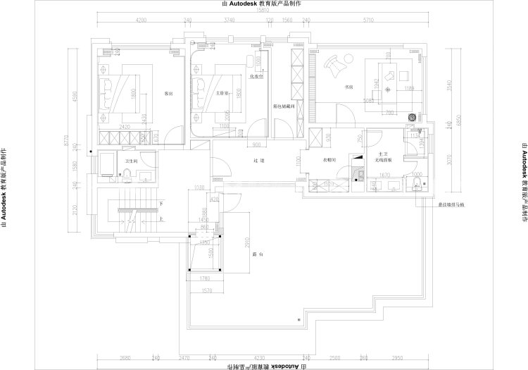 450平长江玫瑰园现代风格-平面布置图