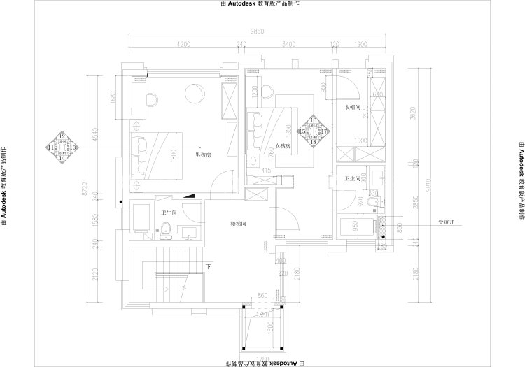 450平长江玫瑰园现代风格-平面布置图