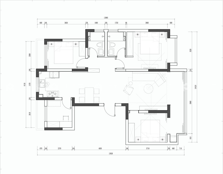 125平桃源绿岛现代风格-平面布置图