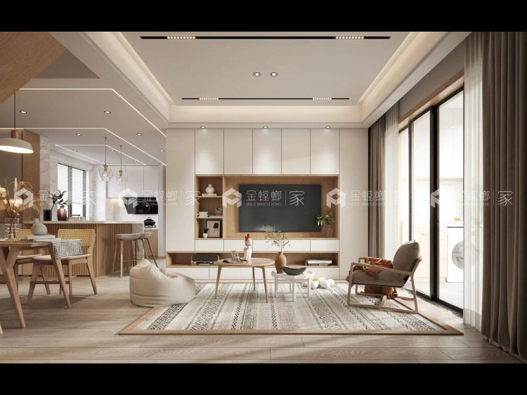 160平水岸佳境花苑北欧风格-木色的温度-空间效果图