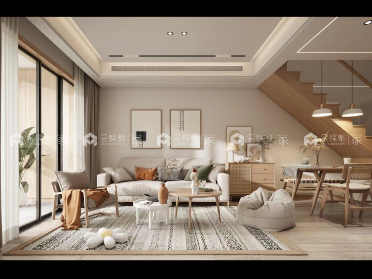 160平水岸佳境花苑北欧风格-木色的温度-空间效果图