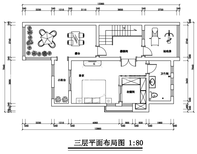 450平永威金域蓝湾法式风格-平面布置图