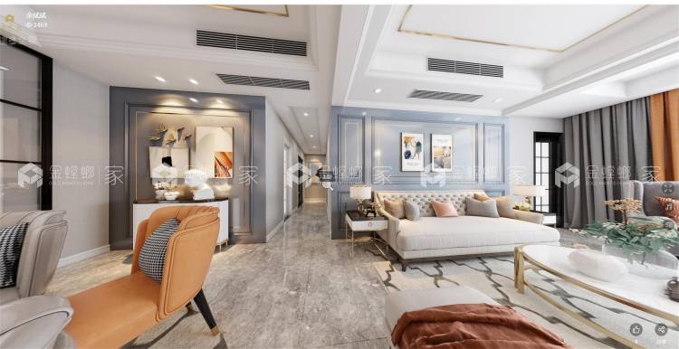 140平新城悦隽美式风格-空间效果图