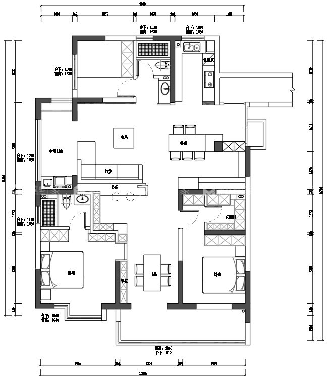 155平汇鸿景云现代风格-平面布置图