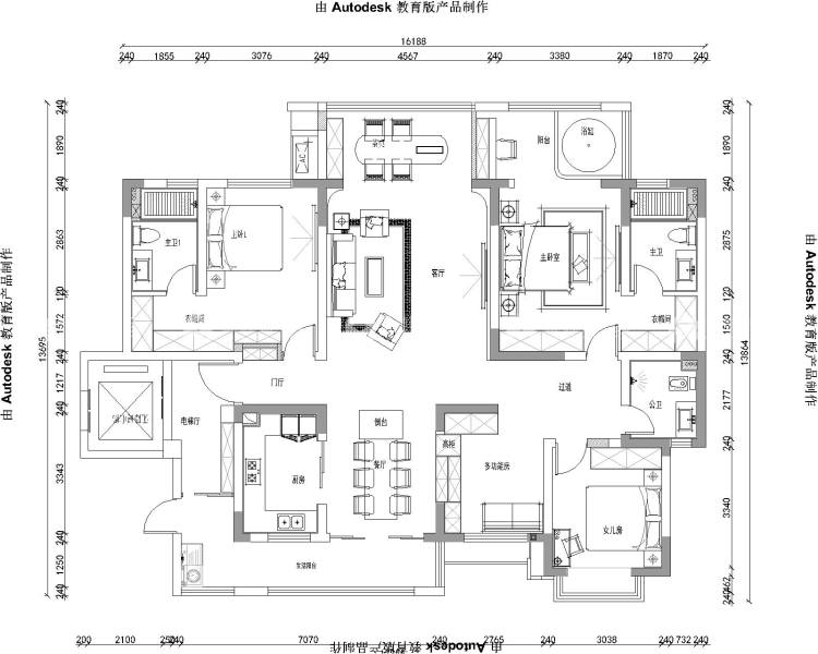 200平九滨湿地现代风格-平面设计图及设计说明