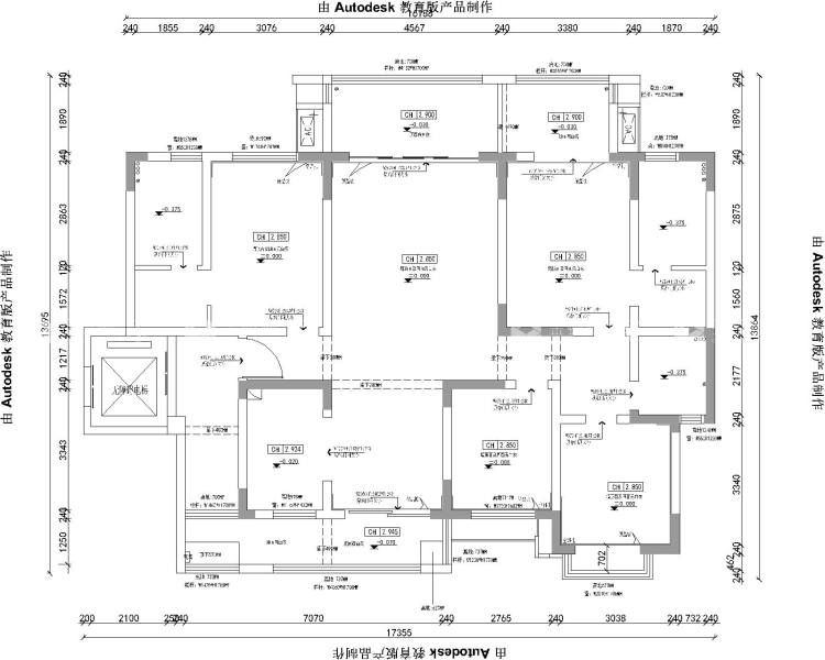 200平九滨湿地现代风格-业主需求&原始结构图