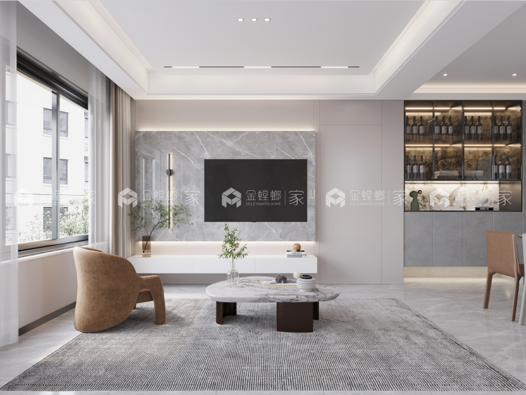 140平荷岸晓风现代风格-梦想家-空间效果图