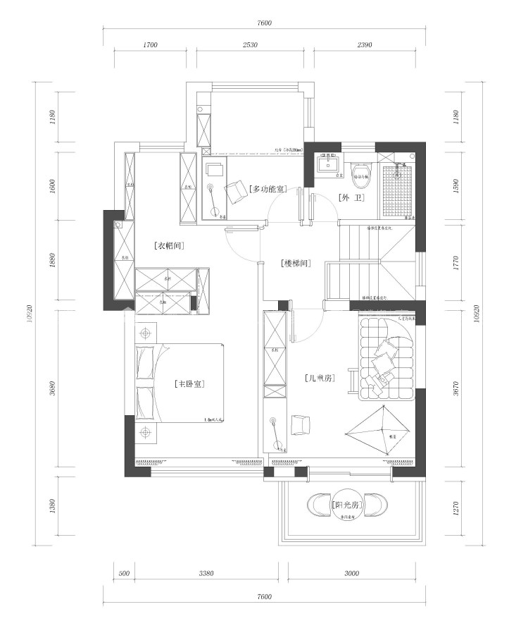 140平荷岸晓风现代风格-梦想家-平面布置图