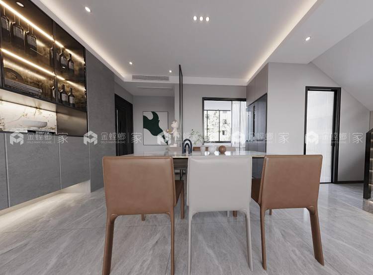 140平荷岸晓风现代风格-梦想家-空间效果图