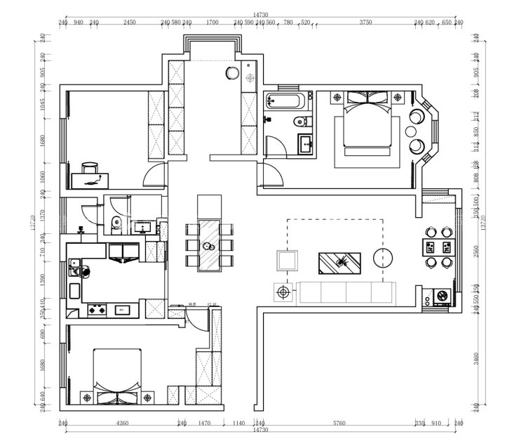 160平中建翰林院现代风格-平面布置图