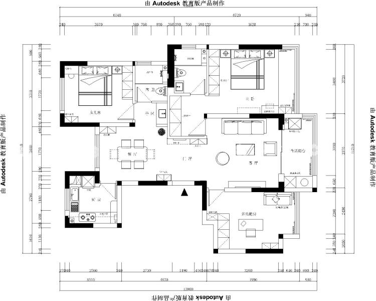 130平豫发国园北欧风格-原木北欧风，暖心治愈居所-平面布置图