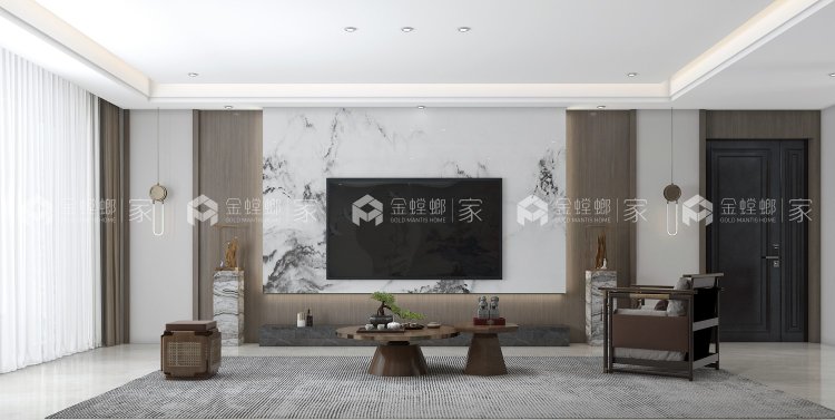 160平盛世雅居新中式风格-个性化设计-空间效果图