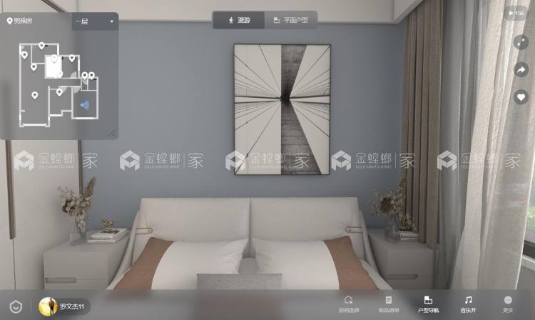 140平湖湾一号现代风格-空间效果图