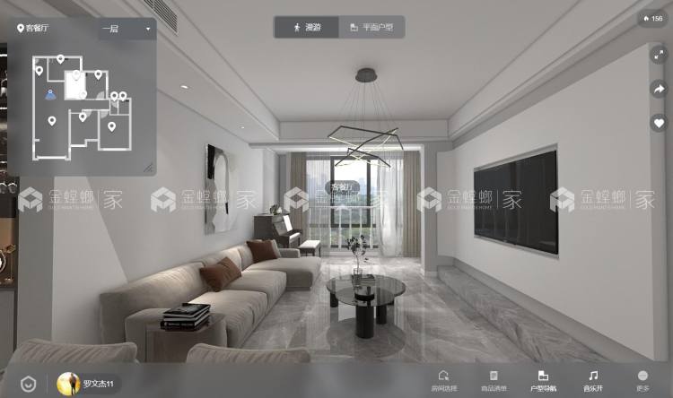 140平湖湾一号现代风格-空间效果图