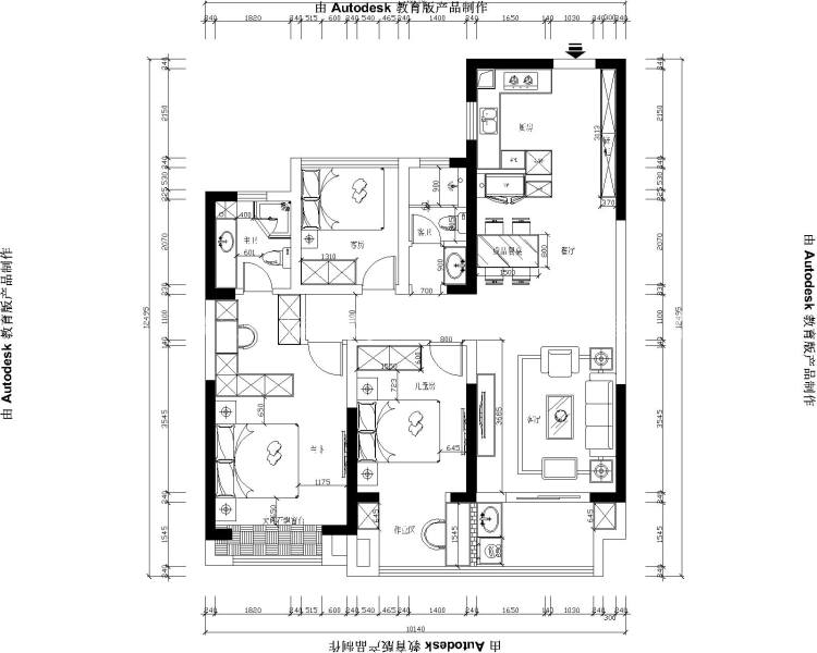 115平中建大观天下现代风格-平面布置图