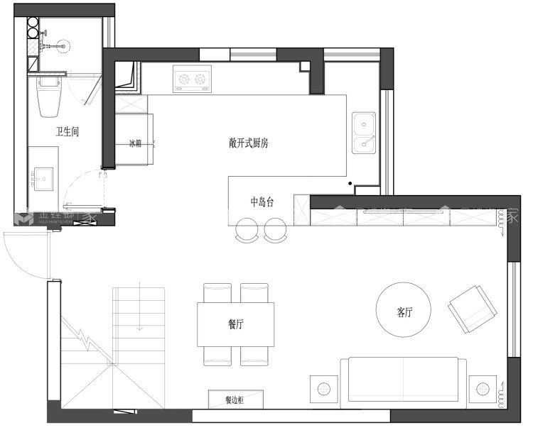 200平玫瑰园现代风格-平面布置图