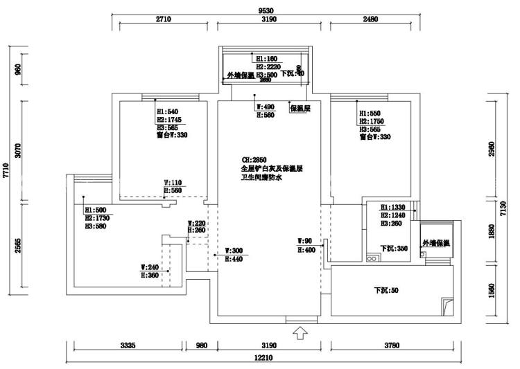 83平云海间现代风格-业主需求&原始结构图