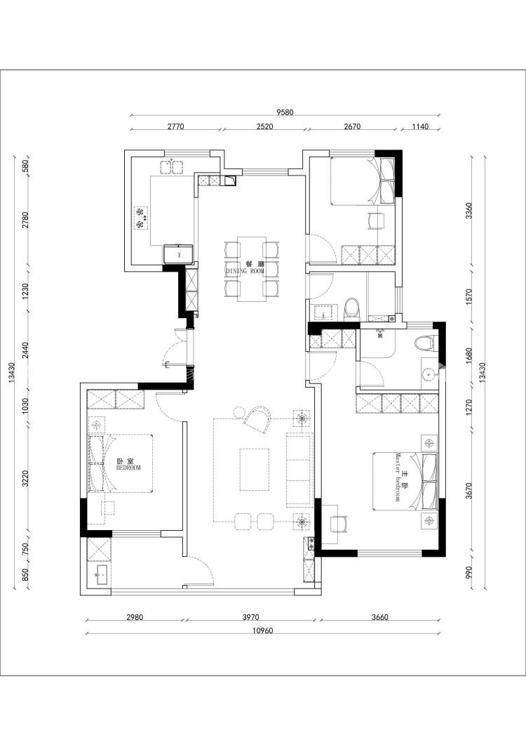 130平中南悦府新中式风格-中式美学，千年雅韵-平面布置图