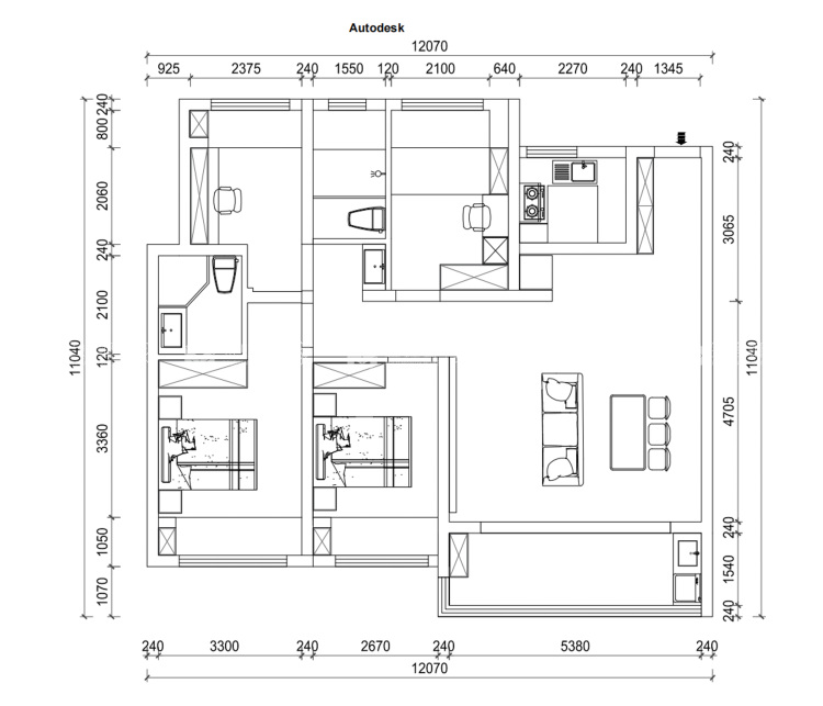 127平融悦时光现代风格-平面布置图