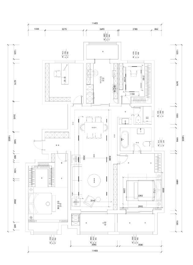 346平万科悦湾现代风格-平面布置图