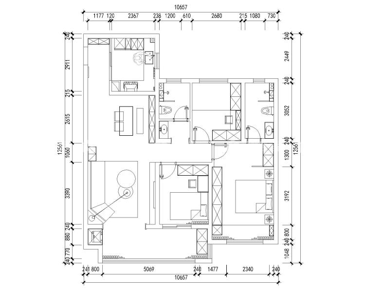 130平美好书苑新中式风格-平面布置图