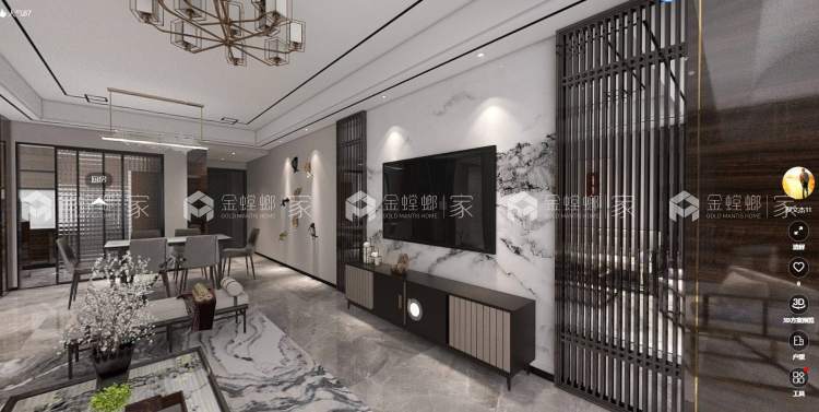 117平峨眉河畔新中式风格-空间效果图