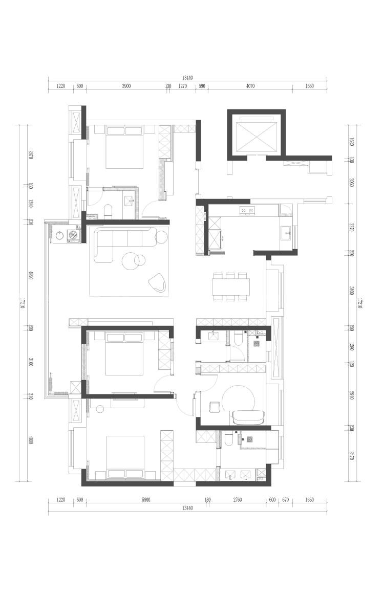 196平观澜天境现代风格-黛色入境 刻画200m²闲适雅居-平面布置图