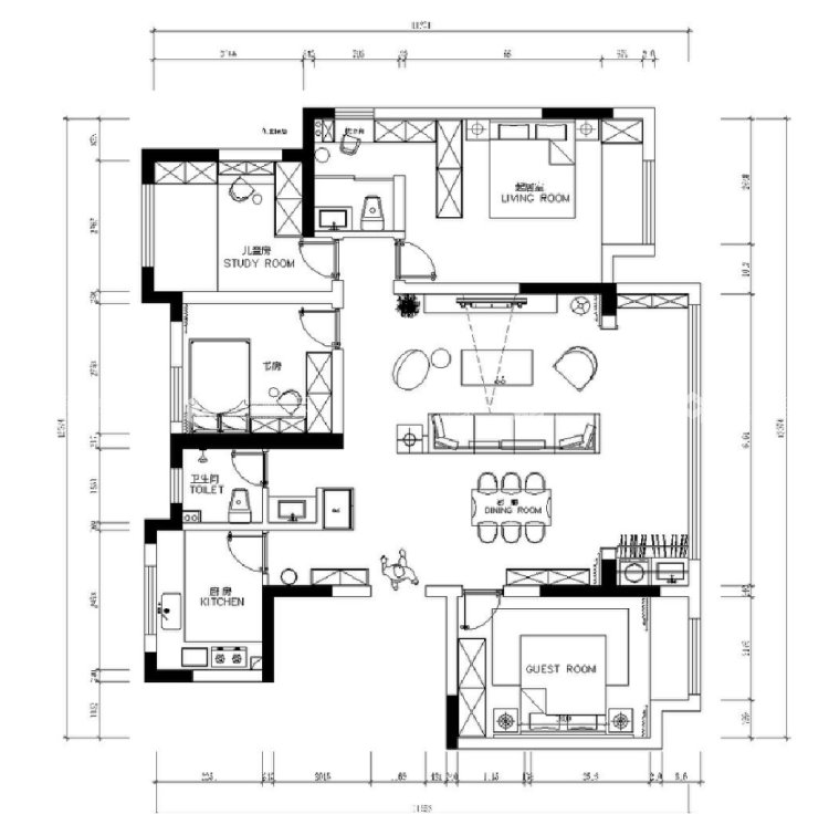 142平融侨雅筑法式风格-平面布置图