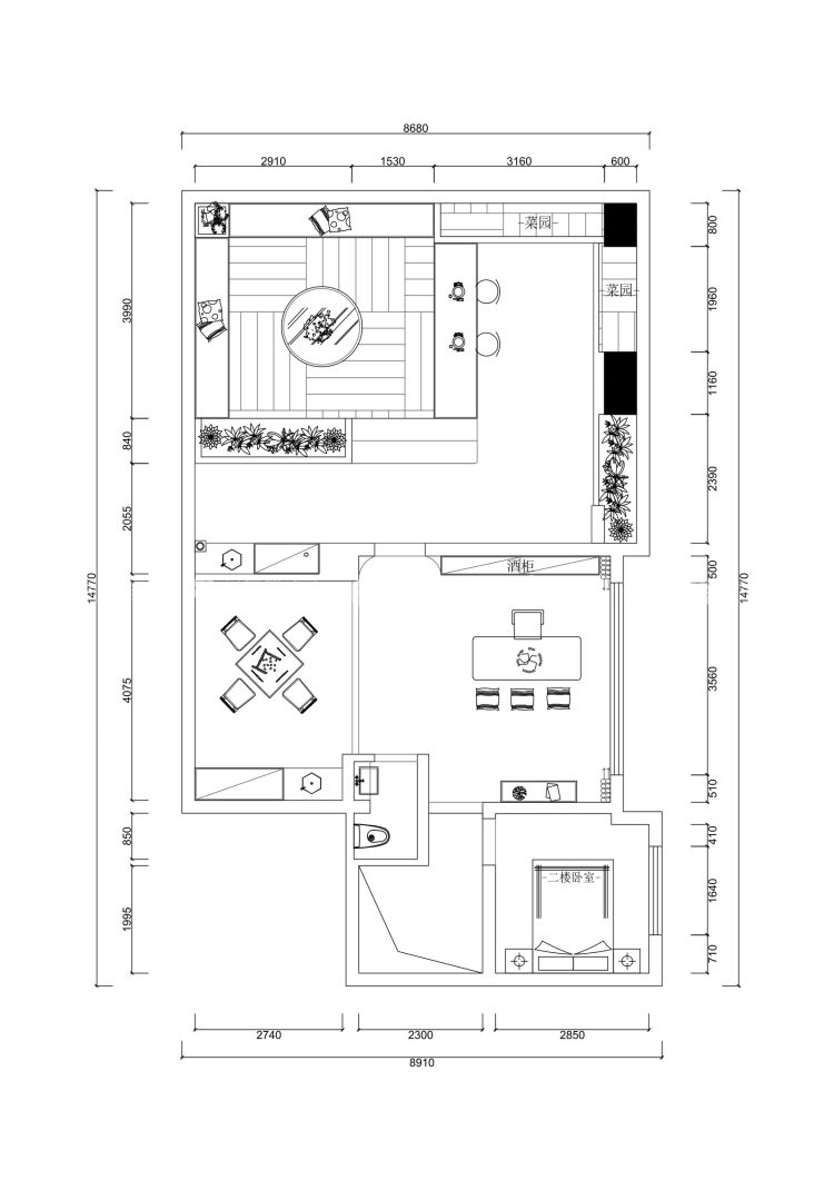 280平碧桂园轻奢风格-平面布置图