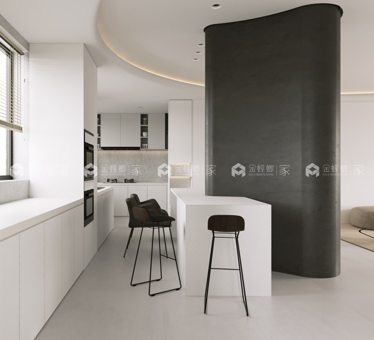 130平浅山风华现代风格-干净简练、优雅高级的极简极奢简约风-餐厅效果图及设计说明