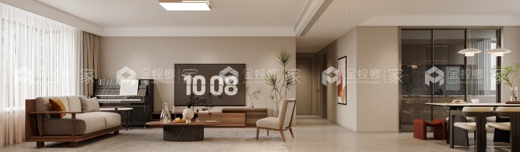 180平胜利花苑现代简约风-客厅效果图及设计说明