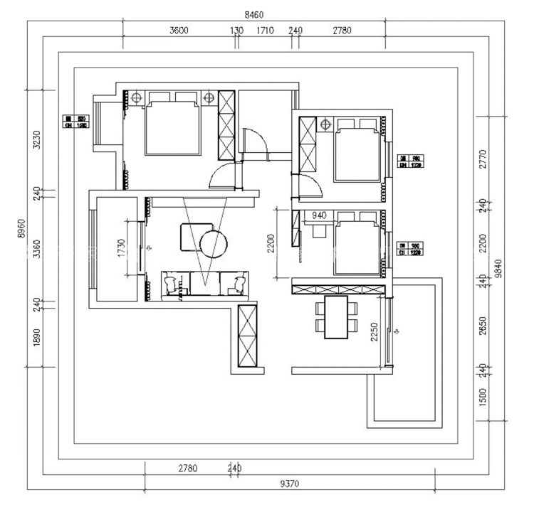 95平阿卡迪亚现代简约风格-平面布置图