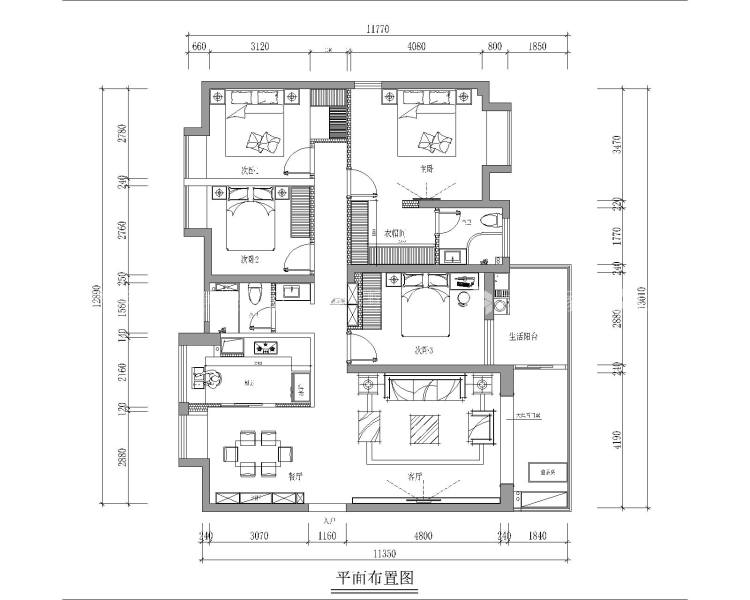 146平金帝中州滨海城新中式风格-平面布置图