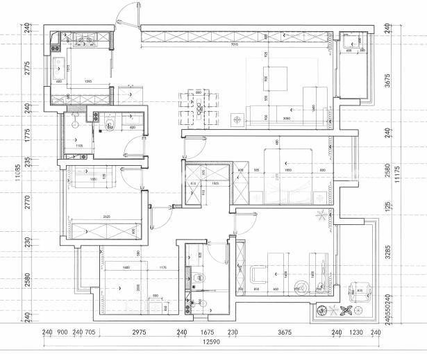 100平珠村华庭现代-平面布置图