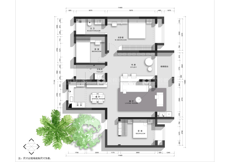 143平昌建公园壹号院现代风格-平面布置图