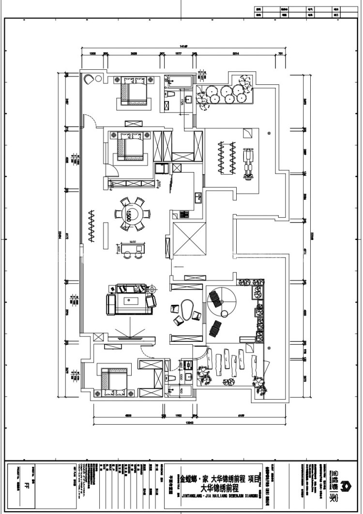 180平大华锦绣前程现代简约风格-平面布置图