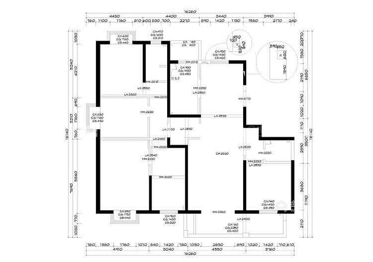 210平大公馆新中式风格-业主需求&原始结构图