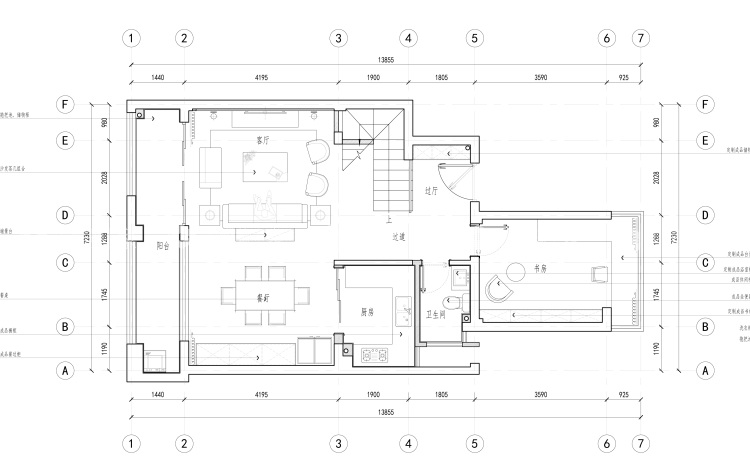 140平招商学府现代风格-平面设计图及设计说明