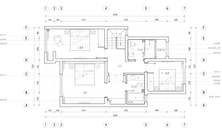 140平招商学府现代风格-平面设计图及设计说明