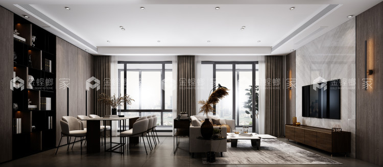 140平招商学府现代风格-客厅效果图及设计说明