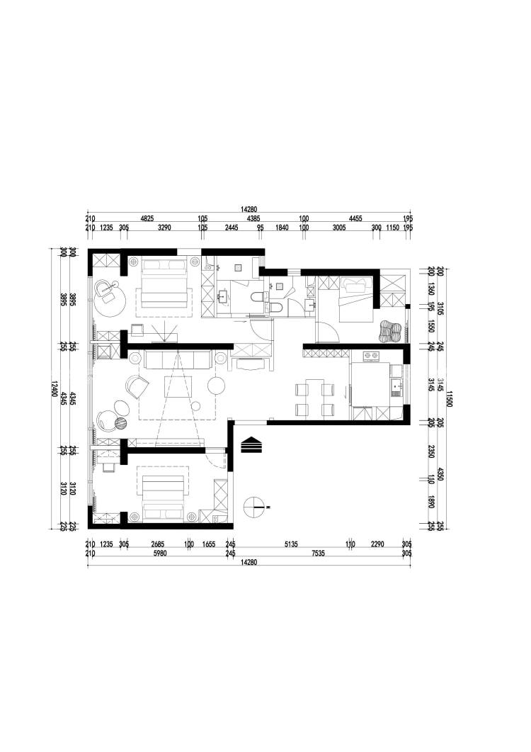 166m²荣民捌号大平层轻法式风-平面布置图