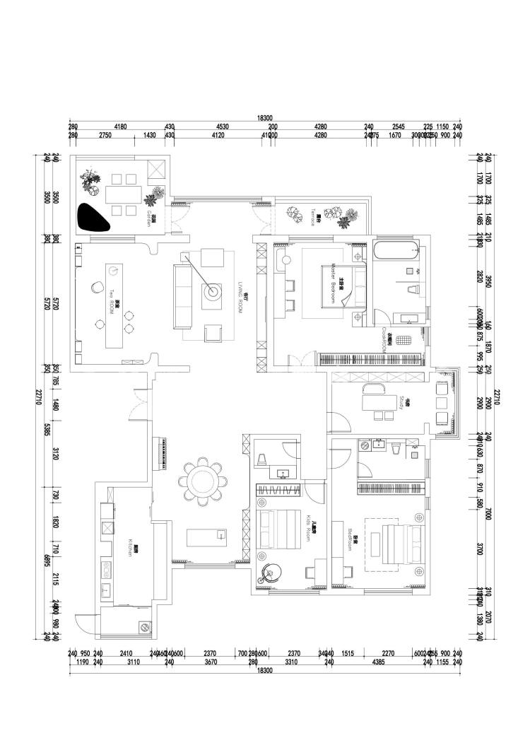 310平曼哈顿中式风-平面布置图