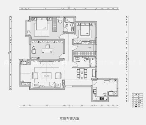 150平金江学府欧式风格-平面布置图