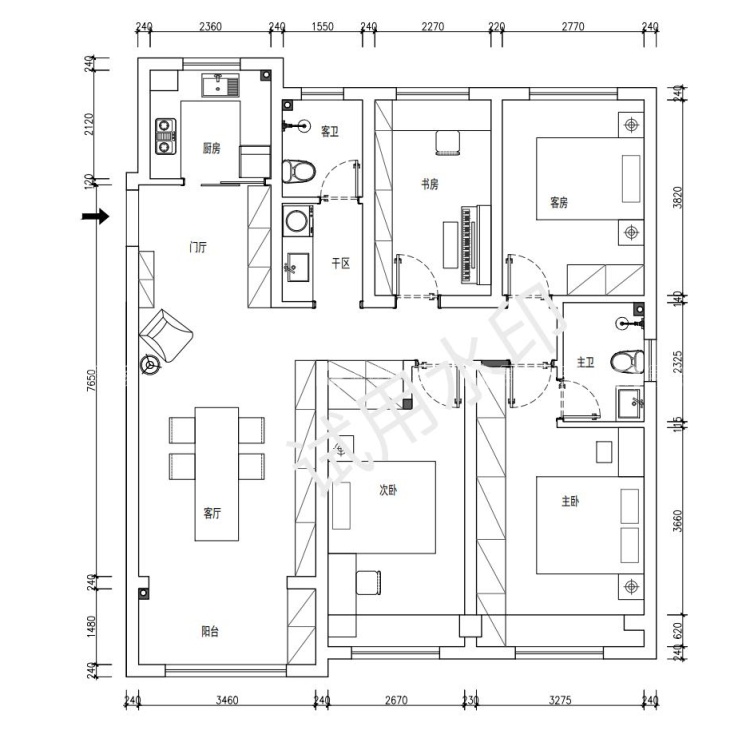 125平地体大厦现代风-平面布置图