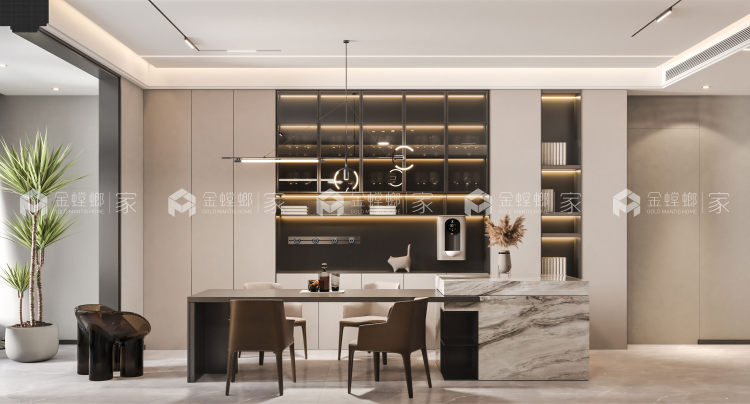 建业公园里198平现代风格-餐厅效果图及设计说明